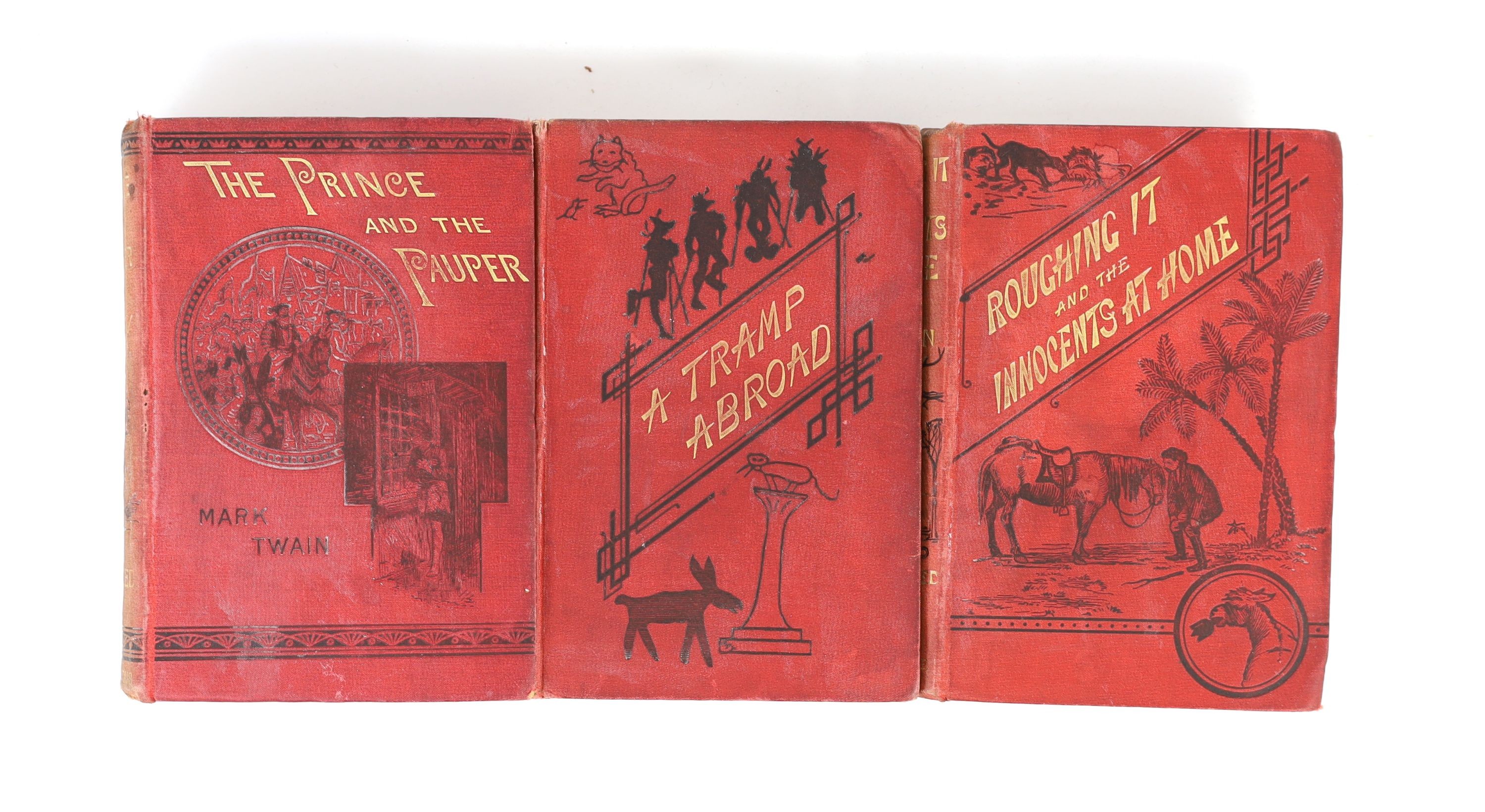 Twain, Mark [Clemens, S.L] - 3 works - The Prince and the Pauper. A Tale for Young People of all Ages, 1st edition, 8vo, original cloth, advertisements at end dated November, 1881, Chatto & Windus, London 1881; A Tramp A